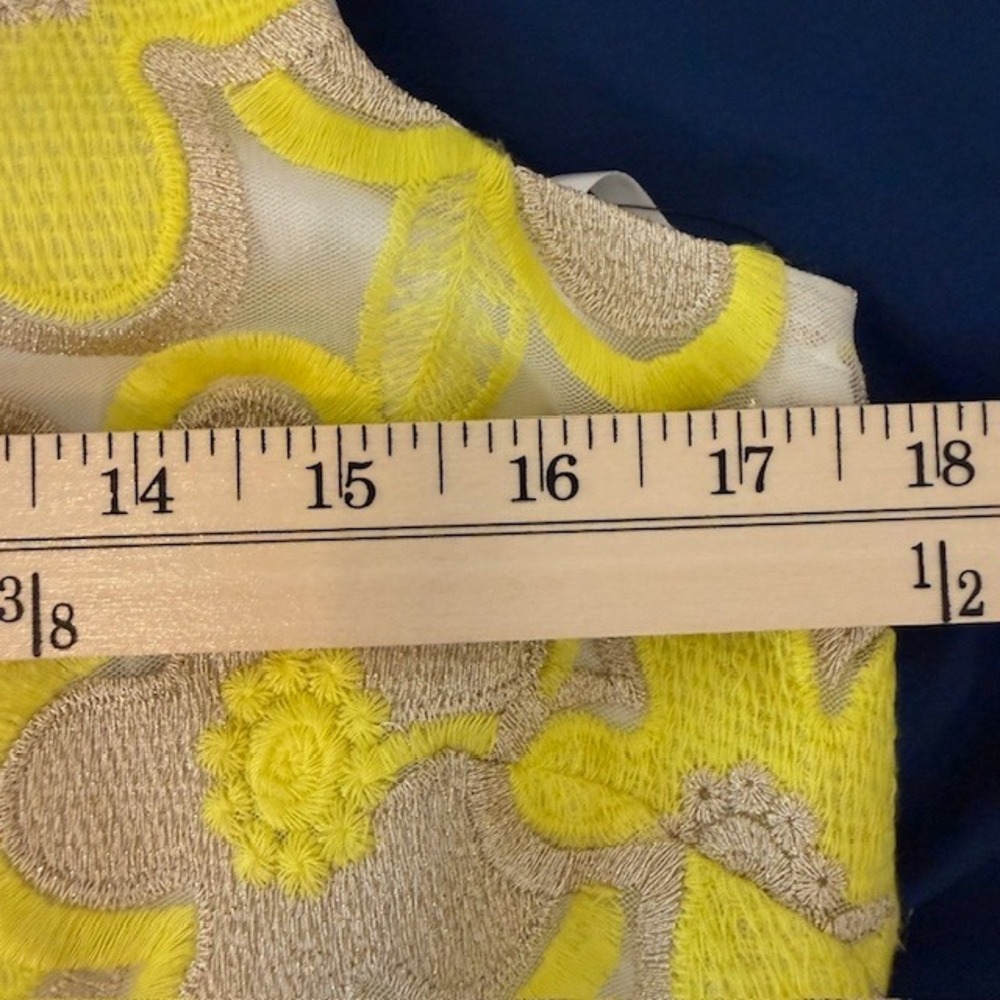 NWT Laundry by Shelli Segal Sunray Dress Floral Embroidery Yellow Taupe‎ White 8 - Picture 9 of 12